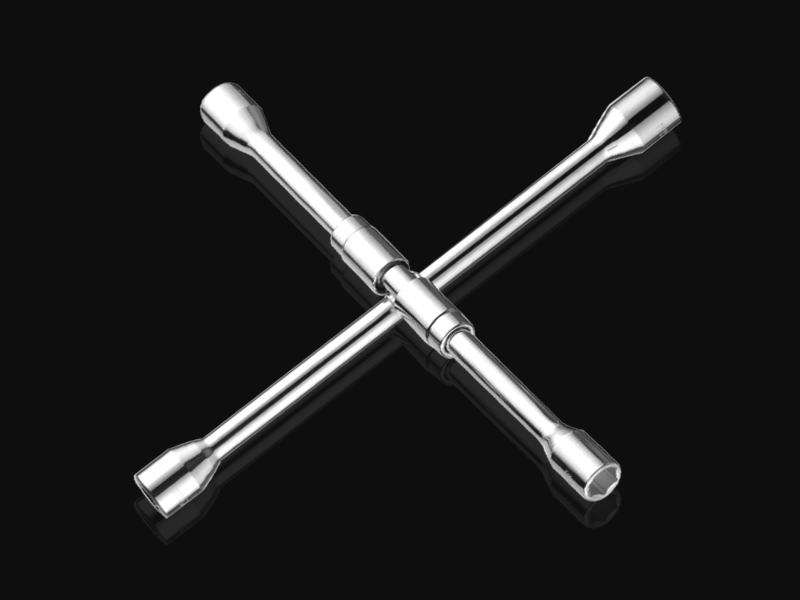 Mirror folding cross tyre wrench